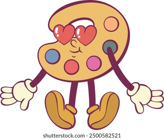 Palette retro groovy mascot cartoon character 