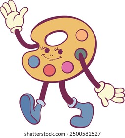 Palette retro groovy mascot cartoon character 