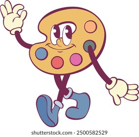 Palette retro groovy mascot cartoon character 