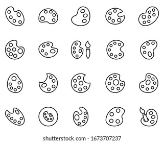 Palette set line icons in flat design with elements for web site design and mobile apps.  Collection modern infographic logo and symbol. Palette vector line pictogram