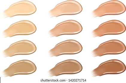 Palette of shades of foundation Realistic creamy texture