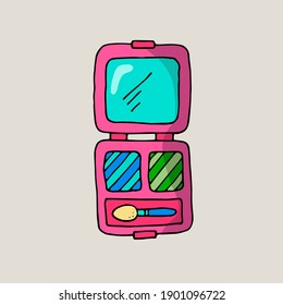 Palette with shadows. Cosmetics. Face and body care products. Vector hand-drawn doodle illustration.