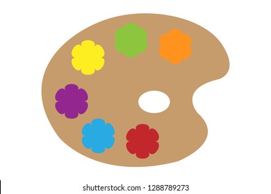 Palette with spots of paint.