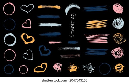 Palette of various arrows. Arrows for manicure. Created drawings for nails. arrow vertical line set isolated on dark.