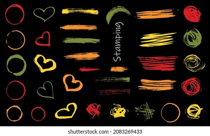 Palette of various arrows. Arrows for manicure. Trendy manicure, beautiful different arrows. arrow vertical line set isolated on dark.