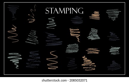 Palette of various arrows. Arrows for manicure. Trendy manicure, beautiful different arrows. arrow vertical line set isolated on dark.
