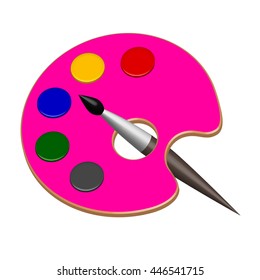 Palette with vector colors on a white background.The artist's palette in vector.