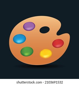 Palette vector emoji illustration isolated on white background. Palette with acrylic paints. 3d illustration.