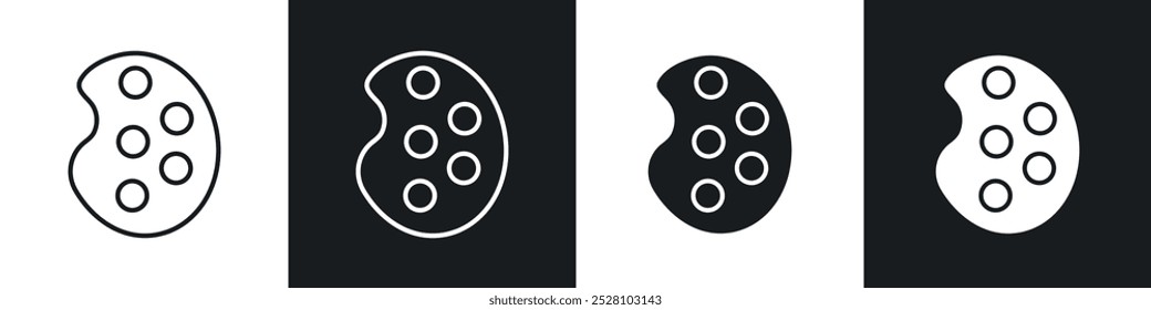 Conjunto de iconos de Vector de paleta en blanco y negro