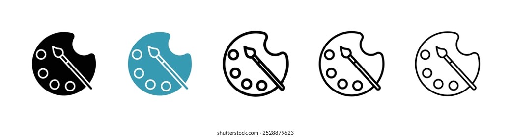 Palette vector icon set in black and blue colors.