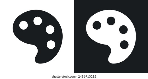 Palette vector icon set in solid black and white color