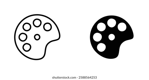 Palette vectors icons set in filled and strokes on white background