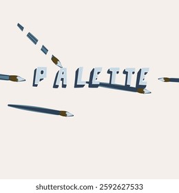 palette writing with a brush that decorates the surrounding of the writing. Can be a pattern and vector illustration