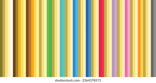 paletas de diferentes matices y tipo de color amarillo claro en rayas verticales, paletas de ilustración vectorial de color amarillo claro.