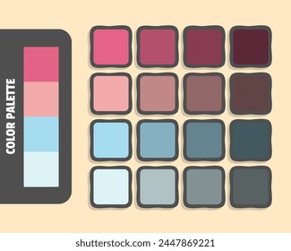 Palevioletred lightpink lightblue lightcyan color palette, colour matching, rgb colors, harmonious colours catalog sample, design and edit idea