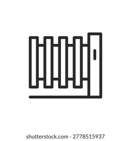 Palisade fence with pointed tops, linear style icon. high-security palisade fence. Editable stroke width.