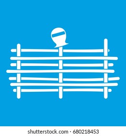 Palisade icon white isolated on blue background vector illustration