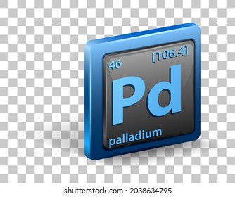 Palladium chemical element. Chemical symbol with atomic number and atomic mass. illustration