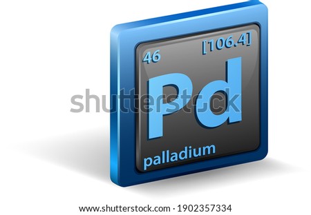 Palladium chemical element. Chemical symbol with atomic number and atomic mass. illustration