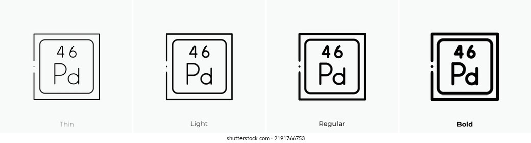 palladium icon. Thin, Light Regular And Bold style design isolated on white background