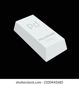 Palladium ingot. Vector. Ilustración de un metal valioso que pesa 1 kilogramo. 99% de ingreso. Icono para sitio web bancario o aplicación de inversión. Instrumento financiero de ahorro.