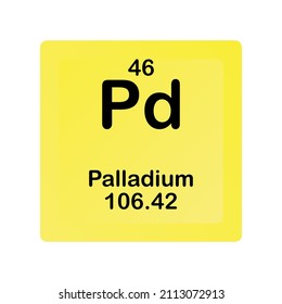 Palladium Pd Chemical Element vector illustration diagram, with atomic number and mass. Simple flat dark gradient design for education, lab, science class.