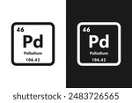 Palladium, Pd, chemical periodic element icon. The chemical element of the periodic table. Sign with atomic number. Palladium element