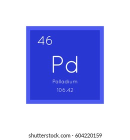 Palladium simple style tile icon. Chemical element of periodic table. Vector illustration EPS8
