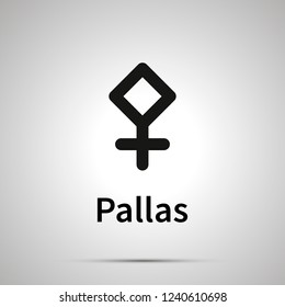 Pallas astronomical sign, simple black icon with shadow