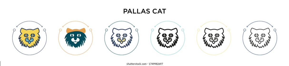 Pallas cat icon in filled, thin line, outline and stroke style. Vector illustration of two colored and black pallas cat vector icons designs can be used for mobile, ui, web