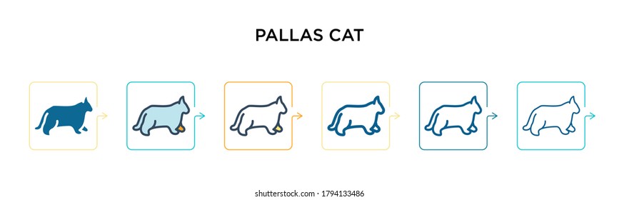 Pallas cat vector icon in 6 different modern styles. Black, two colored pallas cat icons designed in filled, outline, line and stroke style. Vector illustration can be used for web, mobile, ui