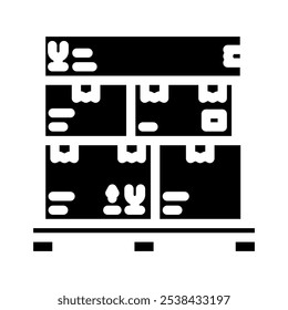 pallet box cardboard packaging glyph icon vector. pallet box cardboard packaging sign. isolated symbol illustration