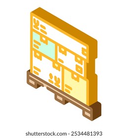 caixa de palete embalagem de papelão ícone isométrico vetor. caixa de palete placa de embalagem sinal. símbolo isolado ilustração