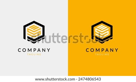 Pallet box vector logo letter PS