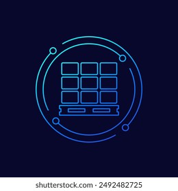 pallet and boxes icon, linear design