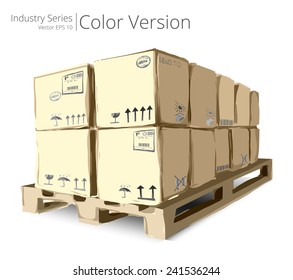 Pallet with Boxes. Vector illustration of Pallet with Boxes, Color Series.