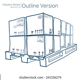 Pallet with Boxes. Vector illustration of Pallet with Boxes, Outline Series. 