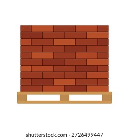 Pallet of bricks icon. Colored silhouette. Front and side view. Vector simple flat graphic illustration. Isolated object on a white background.
