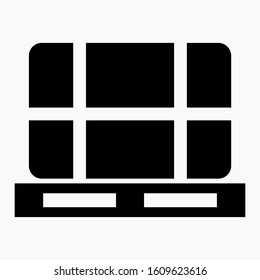Pallet with cargo. Cargo transportation icon. Vector icon.