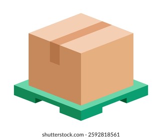 pallet with carton box, parcel box cargo on pallets, brown box, warehouse concept, corrugated shipping box icon, cardboard postage object for transportation