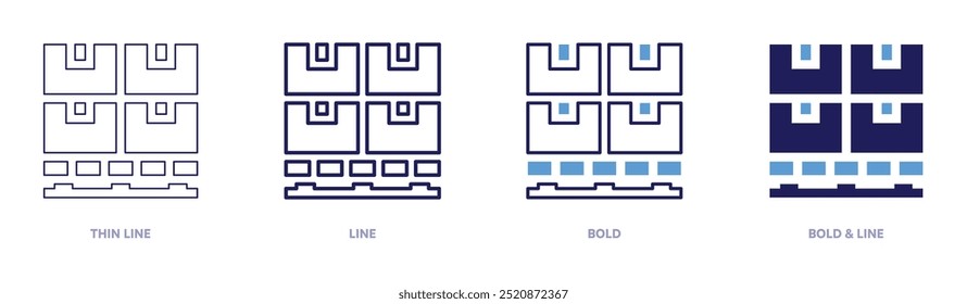 Pallet icon in 4 different styles. Thin Line, Line, Bold, and Bold Line. Duotone style. Editable stroke.