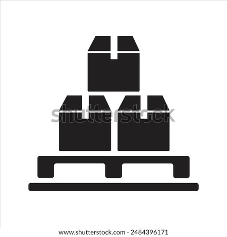 Pallet icon. Cardboard boxes on a wooden pallet icon
