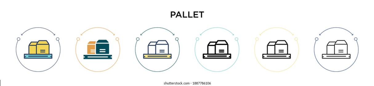 Pallet icon in filled, thin line, outline and stroke style. Vector illustration of two colored and black pallet vector icons designs can be used for mobile, ui, web