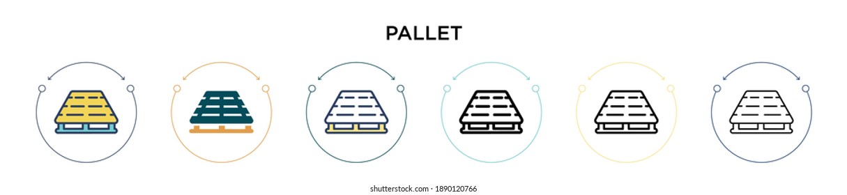Pallet icon in filled, thin line, outline and stroke style. Vector illustration of two colored and black pallet vector icons designs can be used for mobile, ui, web