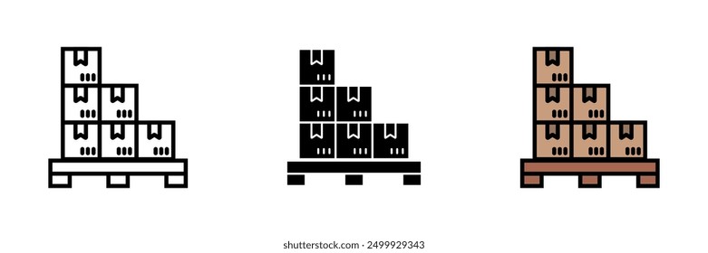 Palettensymbol, flache Plattform zum Stapeln und Transportieren von Waren, die häufig in Lagerhäusern und Distributionszentren verwendet wird.