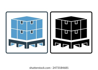 Pallet icon. icon related to supply chain. suitable for web site, app, user interfaces, printable etc. solid icon style. simple vector design editable