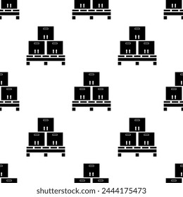 Pallet Icon Seamless Pattern, Solid Flat Transport Structure Vector Art Illustration