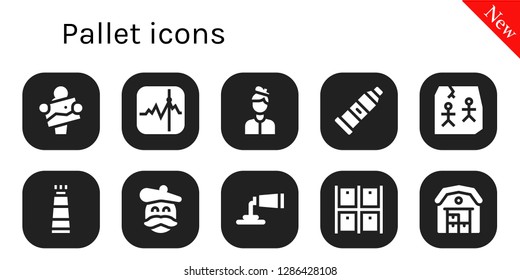  pallet icon set. 10 filled pallet icons. Simple modern icons about  - Artist, Stocks, Paint tube, Art, Warehouse