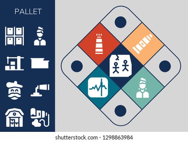  pallet icon set. 13 filled pallet icons. Simple modern icons about  - Art, Warehouse, Paint tube, Artist, Stocks