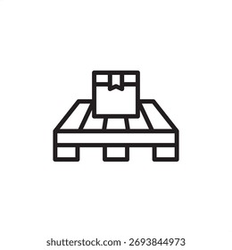 Pallet icon symbolizing modular goods staging and transport, representing essential warehouse operations, industrial logistics systems, and specialized material handling equipment and supply chain.